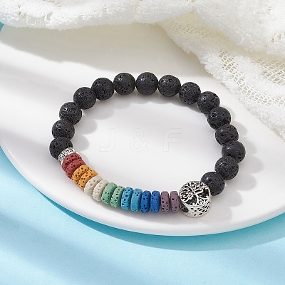 Dyed Natural Lava Rock Beaded Stretch Bracelets for Women BJEW-JB09670-1