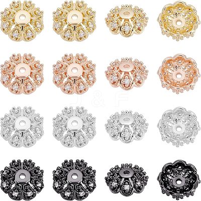 Multi-Petal Brass Micro Pave Cubic Zirconia Bead Caps ZIRC-NB0001-44-1