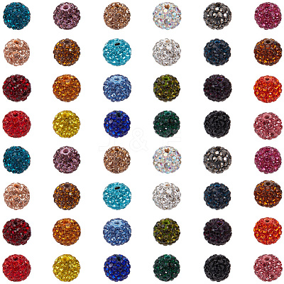 240Pcs 24 Colors Pave Disco Ball Beads RB-PA0001-09B-1