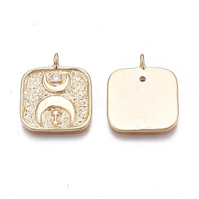 Brass Micro Pave Clear Cubic Zirconia Pendants KK-N232-250-1