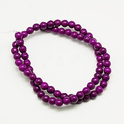 1 Strand  Dyed Purple RoundSynthetic Turquoise Beads Strands X-TURQ-G106-4mm-02O-1