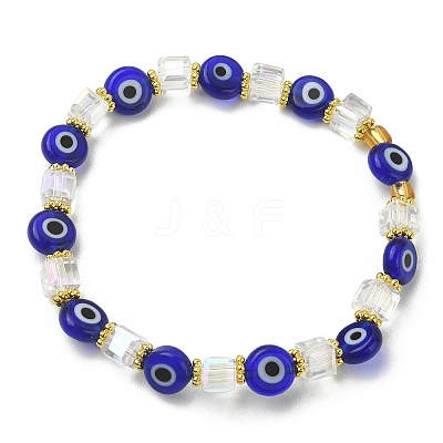 5Pcs 5 Style Natural Quartz Crystal & Lampwork Evil Eye & Seed Beaded Stretch Bracelets Set BJEW-JB09616-04-1