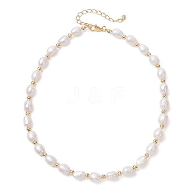 Natural Freshwater Pearl Rice Beaded Necklaces for Women NJEW-JN06018-1