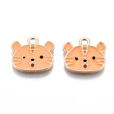 Light Gold Plated Alloy Enamel Pendants X-ENAM-T009-83B-RS-1