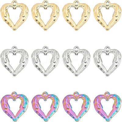12Pcs 3 Colors PVD Vacuum Plating 304 Stainless Steel Open Pendants STAS-UN0024-63-1