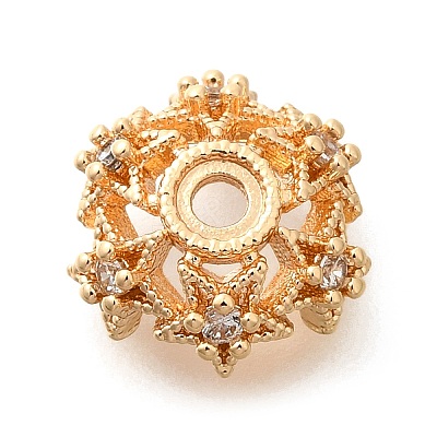 Rack Plating Brass Micro Pave Clear Cubic Zirconia Bead Caps KK-H508-25A-KCG-1