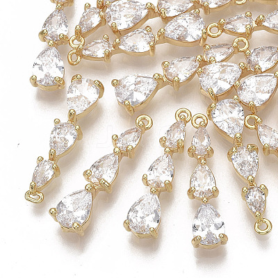 Brass Micro Pave Cubic Zirconia Pendants X-KK-S354-094-NF-1