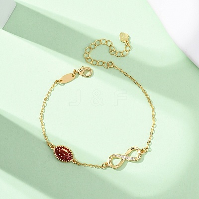 Sports Brass Micro Pave Cubic Zirconia Infinity Link Bracelets LS-BJEW-D386-01C-G-1