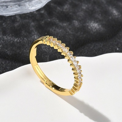 Brass Micro Pave Cubic Zirconia Finger Rings RJEW-H258-06G-1
