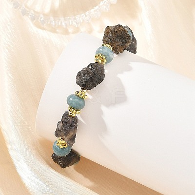 Raw Rough Natural Iolite & Dyed White Jade Beaded Bracelets for Women BJEW-JB14443-1
