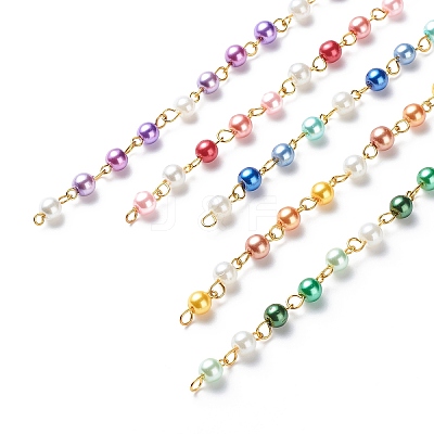 Handmade Glass Pearl Round Beaded Chains AJEW-SZ0002-40A-1