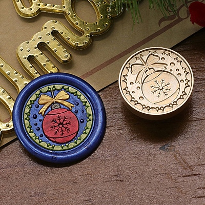 Christmas Series Wax Seal Brass Stamp Head AJEW-M037-01G-12-1