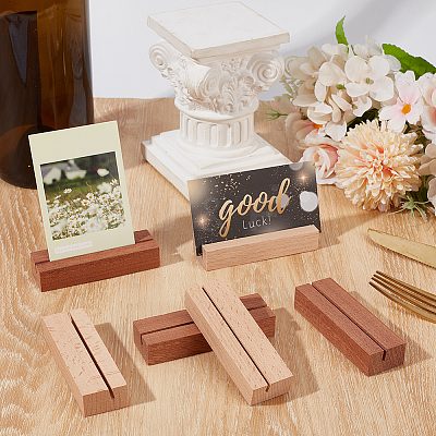 12Pcs 2 Colors Wooden Card Holders Base AJEW-GF0015-01-1