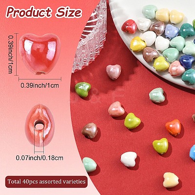 40Pcs Glazed Porcelain Beads PORC-YW0001-61-1