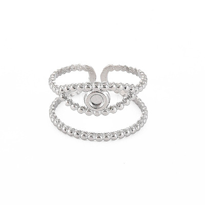 Tarnish Resistant 304 Stainless Steel Open Pad Ring Cabochon Settings LS-STAS-S119-157P-1