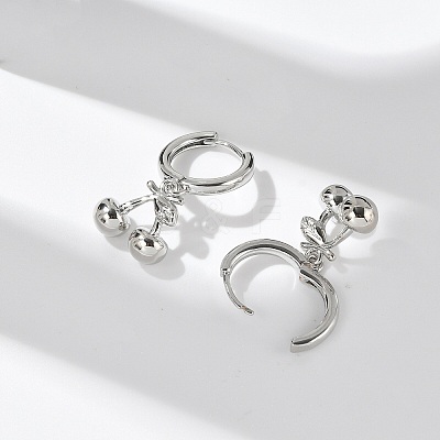 Brass Cherry Hoop Earrings EJEW-M077-19P-02-1