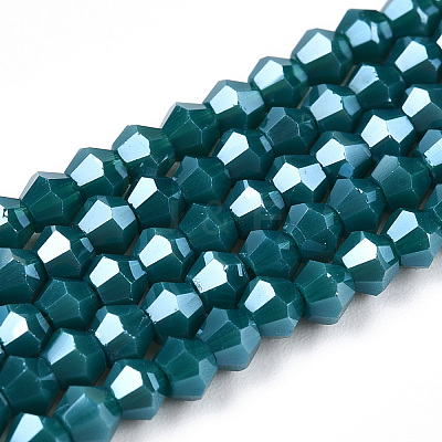 Opaque Solid Color Electroplate Glass Beads Strands EGLA-A039-P2mm-A18-1