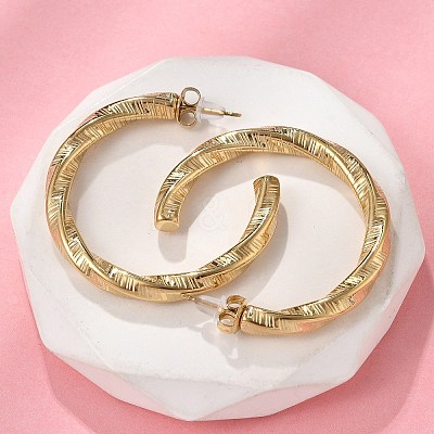 304 Stainless Steel Twist C-Shaped Stud Earrings EJEW-V016-09G-02-1