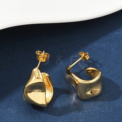 Ion Plating(IP) 304 Stainless Steel Twist Teardrop Stud Earrings EJEW-K244-18G-1