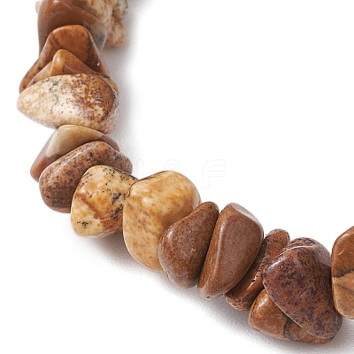 Natural Picture Jasper Beads Stretch Bracelets for Men Women BJEW-JB11845-1