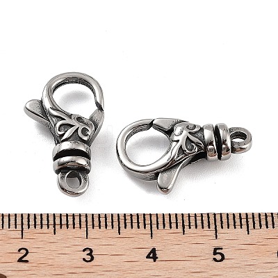 Tibetan Style 316 Stainless Steel Lobster Claw Clasps Hand Polished STAS-K276-12A-AS-1