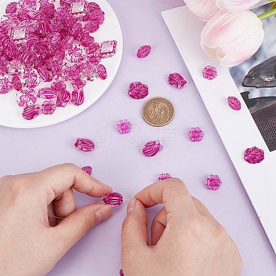 Fuchsia Transparent Acrylic Beads TACR-AR0001-28-1