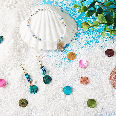 100Pcs 10 Colors Spray Paint Natural Akoya Shell Pendants SHEL-CD0001-01-1