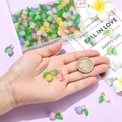 90Pcs 9 Colors Acrylic Charms PALLOY-YW00152-1