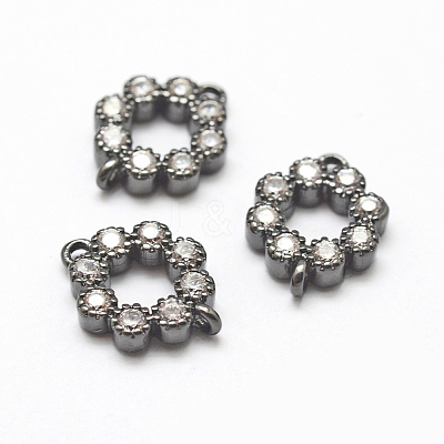 Brass Micro Pave Grade AAA Cubic Zirconia Links ZIRC-P071-14B-NR-1