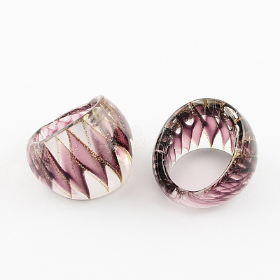 Handmade Gold Sand Lampwork Wide Band Rings RJEW-Q150-M06-B-1