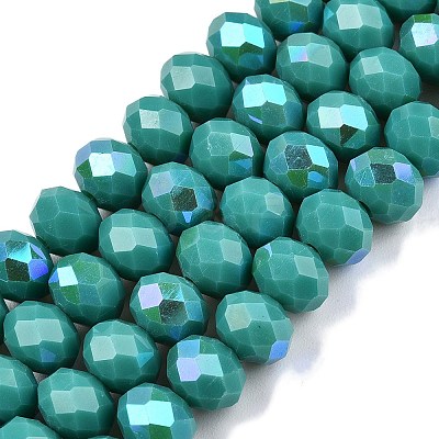 Electroplate Opaque Solid Color Glass Beads Strands EGLA-A044-P8mm-L31-1