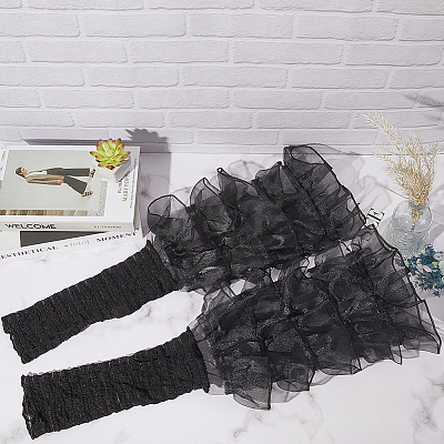 Polyester Ruffle Layered Patchwork Leg Sleeves AJEW-WH20042-75A-1