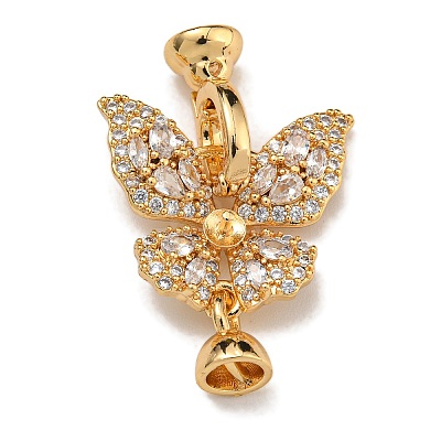 Brass Micro Pave Cubic Zirconia Fold Over Clasps KK-U037-10G-01-1