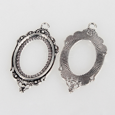 Vintage Tibetan Style Alloy Pendant Cabochon Bezel Open Back Settings TIBEP-O006-35AS-1