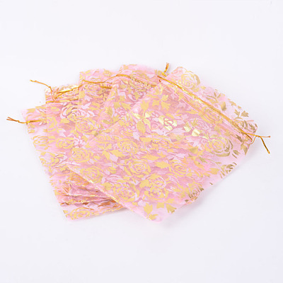 Rose Printed Organza Bags X-OP-R021-13x18-01-1