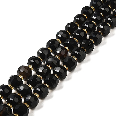 Natural Black Onyx(Dyed & Heated) Beads Strands G-P508-A03-01-1