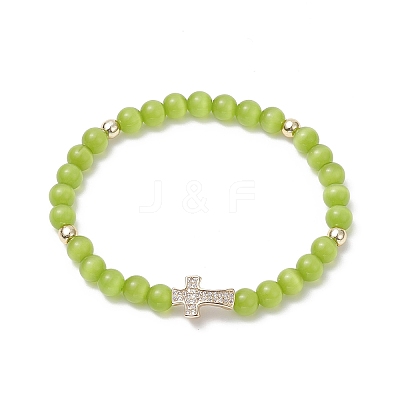 Glass Cat Eye Beaded Bracelets BJEW-JB09368-1