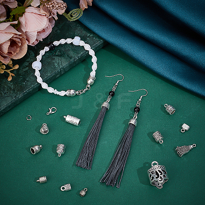 114Pcs 11 Styles Tibetan Style Alloy Cord Ends TIBE-PH0002-46-1
