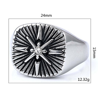 316 Stainless Steel with Cubic Zirconia Finger Rings for Men FS-WGEFB28-02-1