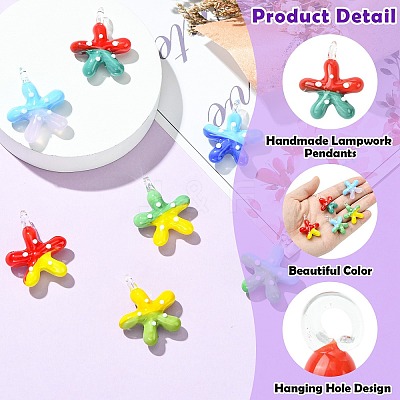 7Pcs 7 Colors Handmade Lampwork Pendants LAMP-CJ0002-75-1