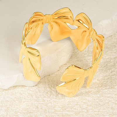Bowknot 304 Stainless Steel Cuff Bracelets for Women YG5715-2-1