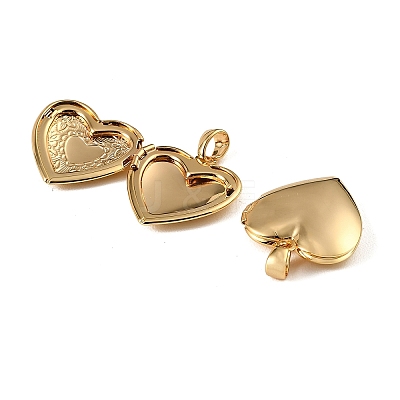 Floral Embossed Brass Locket Pendants KK-CBA7157-02G-1