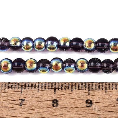 Electroplate Transparent Glass Beads Strands EGLA-Q132-4MM-A13-1