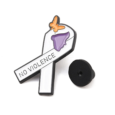 No Violence Awareness Ribbon Enamel Pins LS-JEWB-C048-03C-EB-1