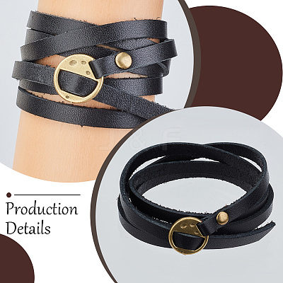 2Pcs Cowhide Wrap Bracelets BJEW-GF0001-35B-1