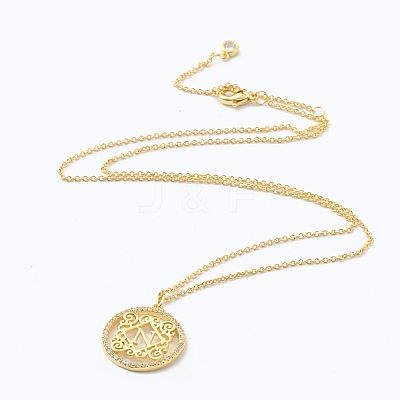 Brass Micro Pave Clear Cubic Zirconia Pendant Necklaces NJEW-J059-01N-1