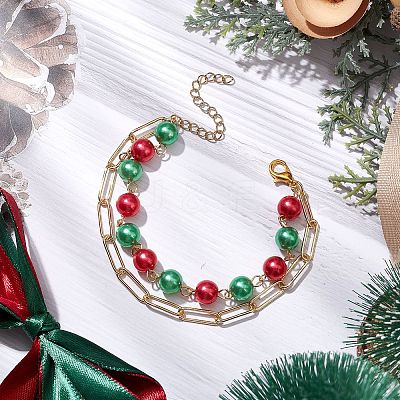 Chrismas Theme Double Layer Multi-strand Bracelets BJEW-JB101004-1