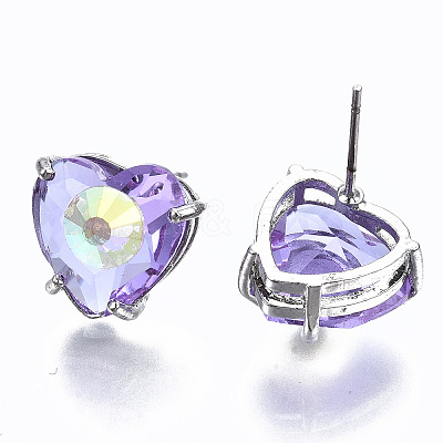 Brass Stud Earrings GLAA-S193-038F-P-1