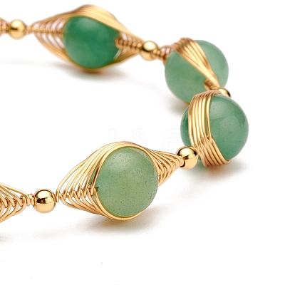 Healing Power Natural Green Aventurine Beaded Bracelets for Men Women X1-BJEW-TA00012-02-1