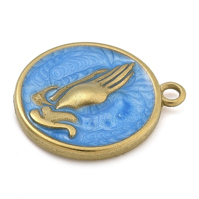 304 Stainless Steel Enamel Pendants STAS-M084-09G-01-1